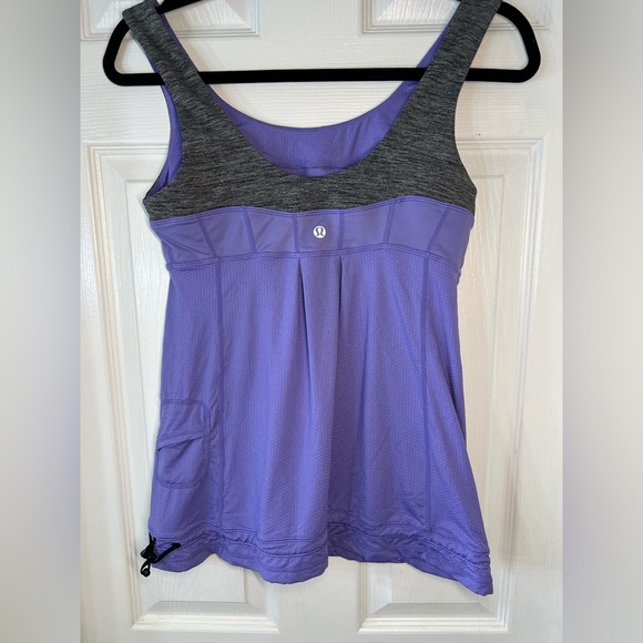 Lululemon Elevate Adjustable Purple Tank Top with Cinched Waist Activewear Sz 6 - Picture 2 of 7